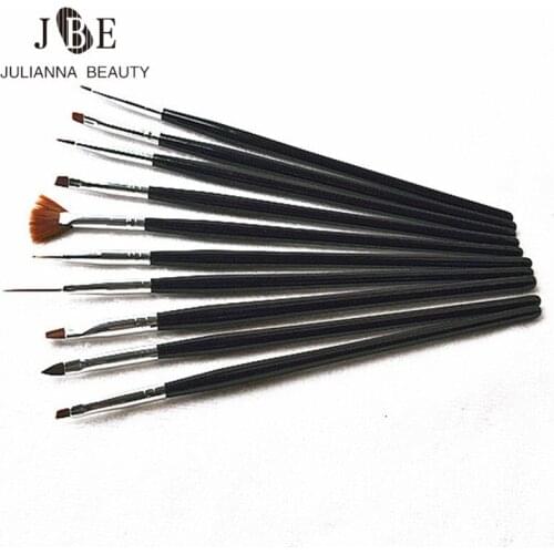 10Pcs DIY Professional Nail Tools Art Liner Dotting Fan Acrylic Builder Flat Crystal Painting Drawing set Phototherapy Brush
