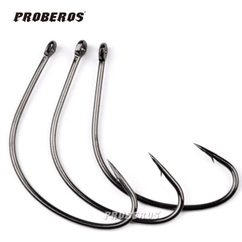 100pcs/lot Worm Hook Treble Hooks Black Fishhook Fly Fishing Hooks High Quality Free Shipping