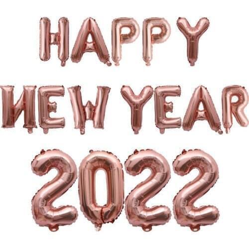 16inch Happy New 2022 Balloons Gold Silver Number Foil Baloon Merry Christmas New Year Decoration 2020 Navidad Xmas Gift Ball