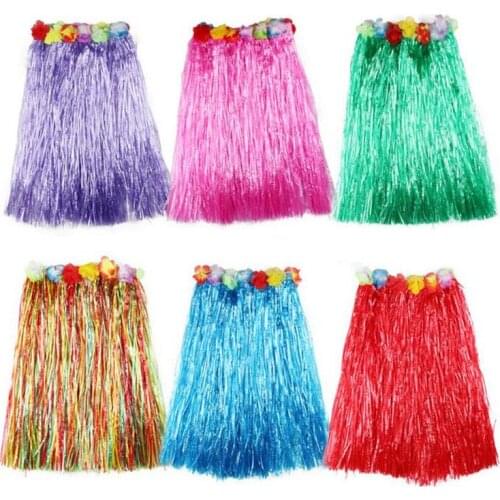 30/40/60/80cm Women Girls Flower Tropical Hawaiian Luau Hula Dance Grass Skirt Wreath Party Favors Birthday Wedding Favors