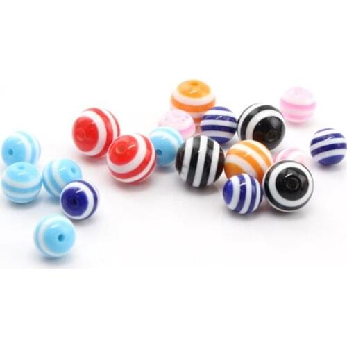 50pcs 6mm 8mm Acrylic Bracelet Beads Resin Round Beads Stripe Spacer Beads For Jewelry Making DIY Bracelet Necklace Accessories