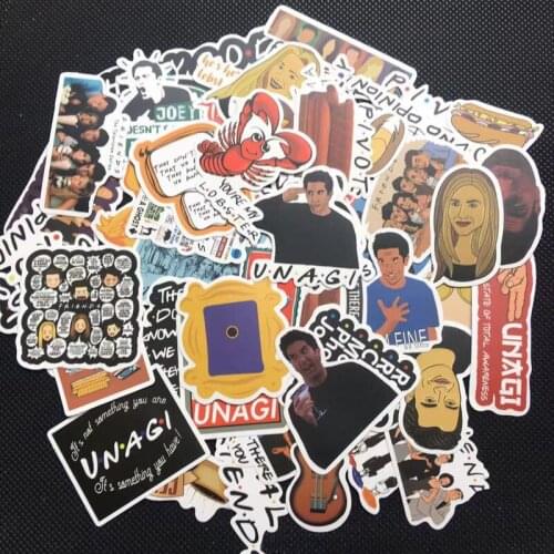 50 Pcs/set Friends Stickers Norepeat for Pad Phone Case Laptop Car Skateboard Helmet Bicycle Suitcase Badge