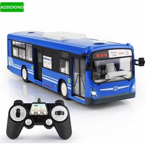 2.4G Remote Control Bus Car Charging Electric Open Door RC Car Model Toys for Children Gifts