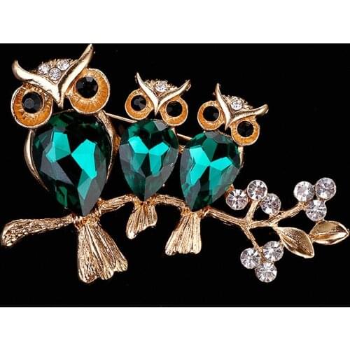 Cute Crystal Animal Owl Large Brooches Pin Up Jewelry for Women Suit Hats Clips Corsages Accessory Fashion Brooch Gift XZ130