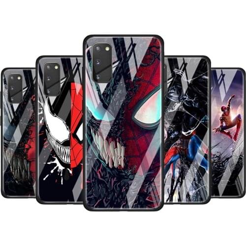 Spiderman And Venom Tempered Glass Cover For Samsung Galaxy S20 S10 S9 S8 S10E FE Ultra Plus Lite 5G Phone Case