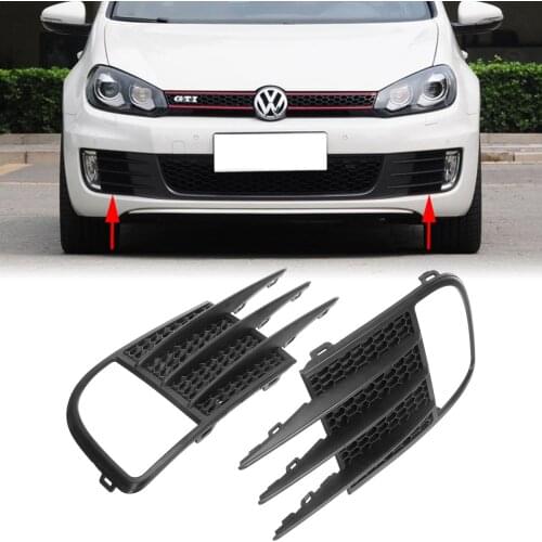 Black Front Bumper Fog Light Grille Grill Cover For VW Golf MK6 GTD GTI ONLY 2009-2013 5K0853665C 5K0853666C Car Styling