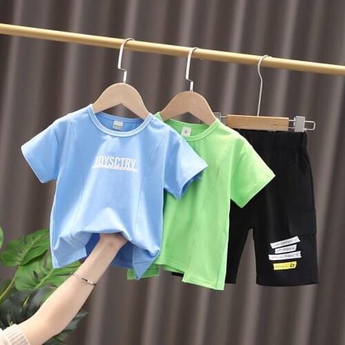 Children Cotton Clothes Baby Girls Letters Print O-Neck T Shirts Denim Short Pants 2Pcs Infant Kids Fashion Toddler Tracksuits