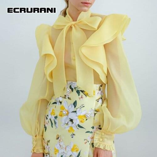 Прозрачные блузки ECRURANI China At AliExpress