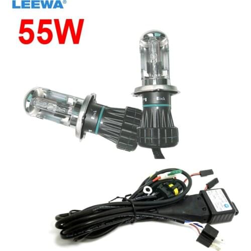 LEEWA 55W Car Xenon Headlight H4 9003 Hi/Lo Bi-Xenon HID Repalcement Bulbs & Wire Harness AC 12V #CA2423