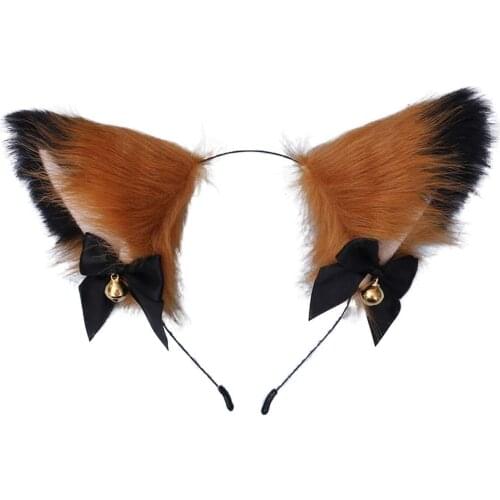 Cute Furry Cat Ears Hairpin Masquerade Cat Ears Cosplay Cat Ear Anime Party Costume Bow Tie Bell Headwear Headband Anime