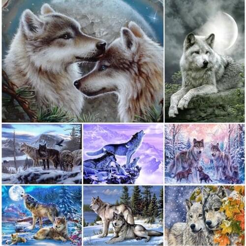 5D DIY Diamond Painting Winter Wolf Kit Full Drill Diamond Embroidery Mosaic Art Picture of Rhinestones Room Decoration Gift