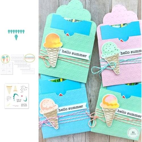 Summer Ice Cream Sweet Die Set Metal Cutting Dies and Stamps Stencil DIY Scrapbooking Card Paper Cards Handmade Album Stamp Die