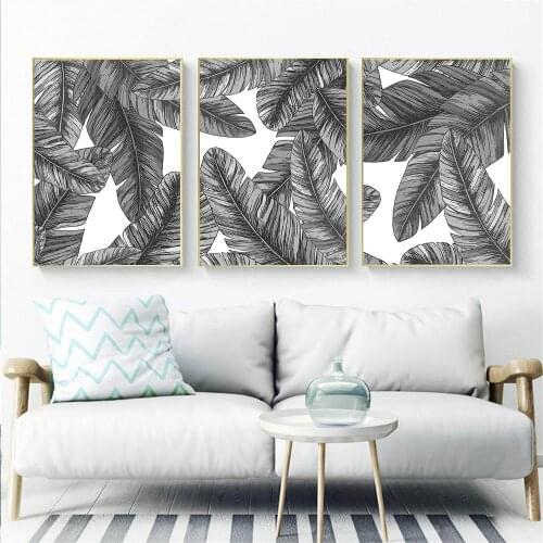 Abstract Leaf Wall Art Poster And Print Leaves Plant Canvas Painting Black White Pictures Nordic Living Room Home Decoration