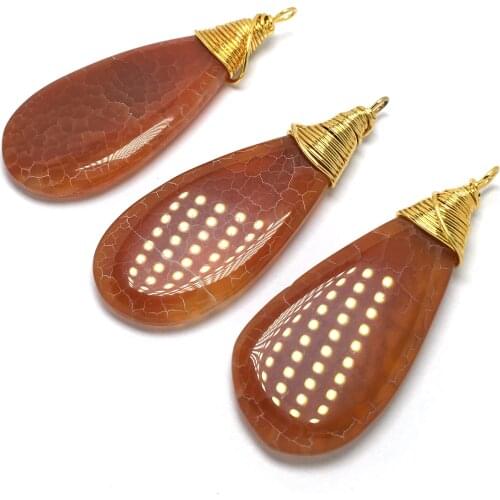 Natural Stone Pendant Water Drop shape Exquisite charms for Jewelry Making DIY necklace accessories Reiki Jewelry Stain Steel