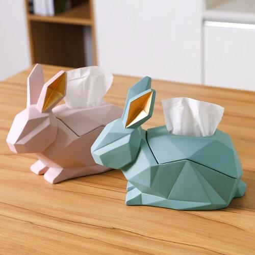 Nordic geometric rabbit creative tissue box drawer tray modern minimalist living room decoration desktop storage box home decor
