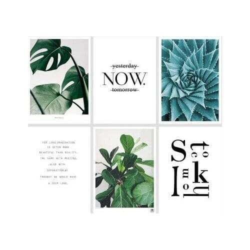 Nordic Monstera Deliciosa Green Plant Posters and Prints Wall Art Canvas Pictures for Living Room Cuadros Decoracion Dormitorio