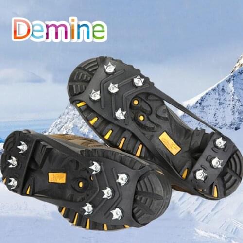 8 Studs Anti-Skid Ice Gripper Spike Winter Climbing Anti-Slip Snow Spikes Grips Cleats Over Shoes Covers Crampon Non Slip Pads