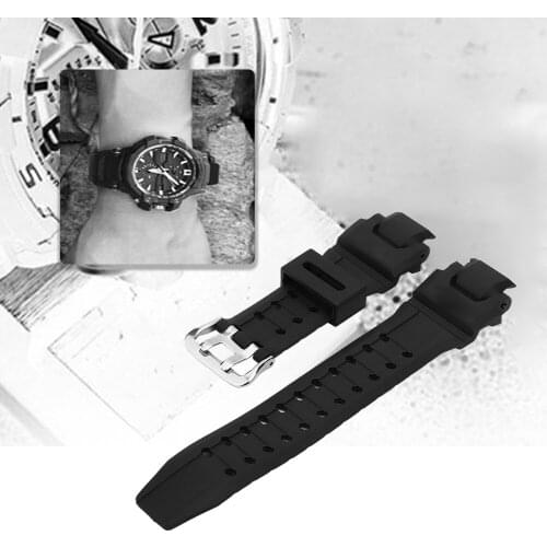 SOONHUA PU Leather Watch Strap Black Watchband Fits For G SHOCK GA-1000/1100 GW-4000/A1100 G-1400 Watch Straps