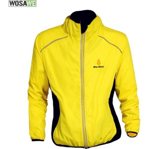 WOSAWE Reflective Waterproof Bike Bicycle Cycling Jersey Cycle Rain Wind Coat Windcoat Windproof Quick Dry Jacket Yellow