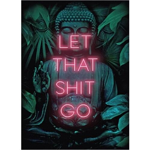 Buddha Decoration 5D Diamond Painting Let That Shit Go Quote Toilet Diy Full Round Diamond Embroidery Cross Stitch Home Decor