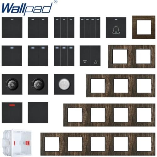 Wallpad Wood Texture Aluminum Panel Wall Light Switch Function Key Only DIY Free Combination 52*52mm 1 2 3 4 5 Multiple Frame