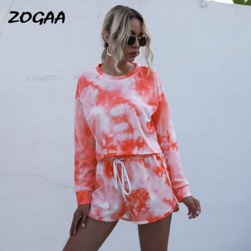 ZOGAA Sets Women Spring New Womens Outer Wear Casual Home Tie-dye Printing Suits Hot Sale All-match Streetwear Daily Tie Dye