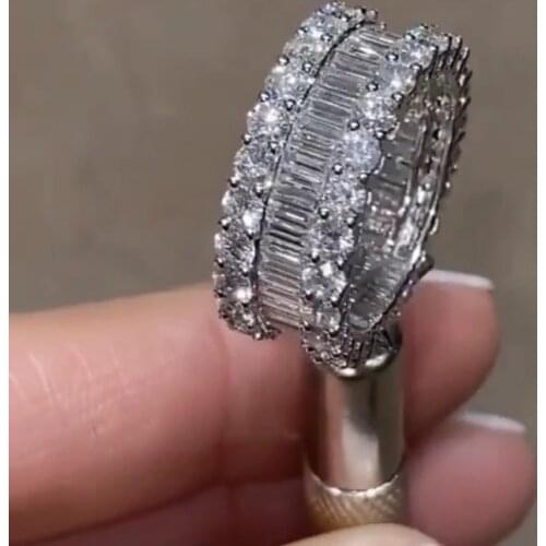 2020 New Luxury Promise Ring 100% Really 925 sterling Silver Diamond Engagement Wedding Band Rings For Women Party Jewelry