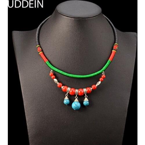 UDDEIN Bohemia Ethnic Necklace Stone Pendant Bib Beads Jewelry Vintage Statement Necklace For Women Torques Handmade Jewelry