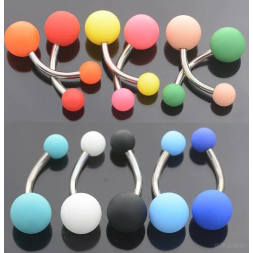 1pc 14G Soft Rubber Painting Belly Button Rings Bar Acrylic Ball Earrings Sex Navel Ring Body Belly Piercing Nombril Ear Jewelry