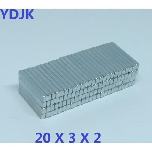 10PCS/LOT Industrial magnetic materials Neodymium magnet 20*3*2 Cuboid magnet 20x3x2 strong N35 NdFeB magnets for moto