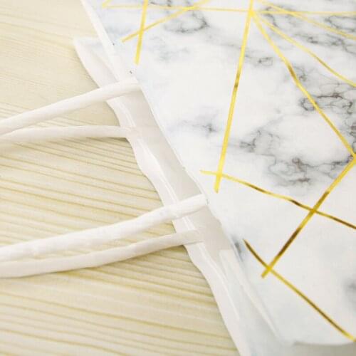 10Pcs Little Kraft paper Bag With Handles Marble Series Wedding Decoration Paper Gift Bag For Birthday Event Party 25x18cm