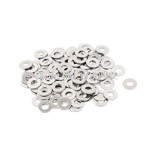 100Pcs M3 x 7mm x 0.5mm 304 Stainless Steel Flat Washer for Screw Bolt