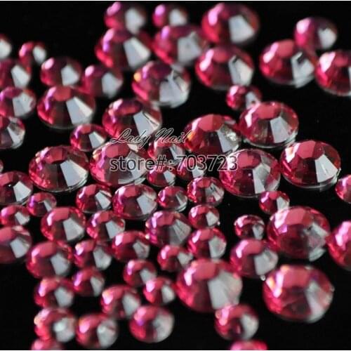 1000 pcs 2mm - 6mm Mix Size Dark Rose 14 Facets Resin Round Rhinestone Sparkling Rhinestones Nail Art Decoration DIY N13