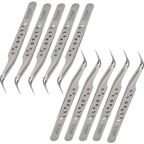 10x Electronics Tweezers ESD Precision Stainless Steel SMD BGA SMT Phone Repair Hand Tool Eyelash Grafting Tools Wholesale ZM56
