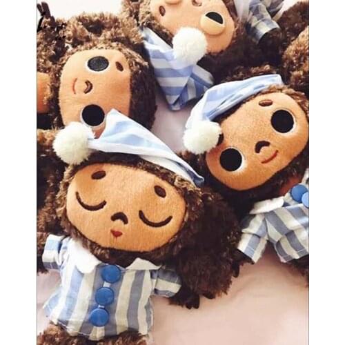 20cm Cute Big Eyes Monkey With Hat Plush Toys Cheburashka Soft Stuffed Dolls For Kid Birthday Gift