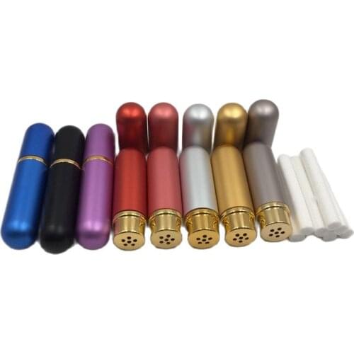 6pcs/lot Essential Oil Aluminum Nasal Inhalers with 12pcs Cotton Wicks, Set of 8 Colors
