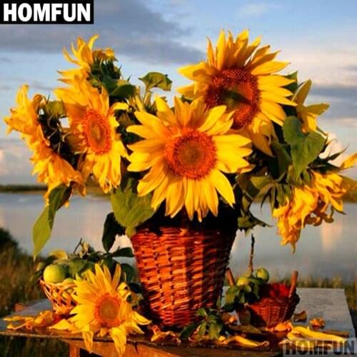 HOMFUN Full Square/Round Drill 5D DIY Diamond Painting "Flower sunflower " 3D Embroidery Cross Stitch 5D Decor Gift A00740