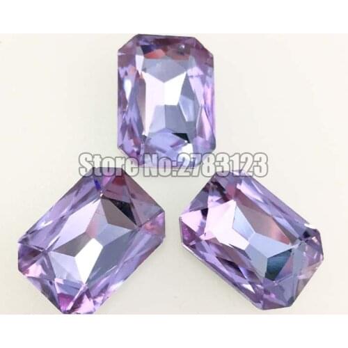 Free shipping model complete crystal violet Rectangle octagon shape Super flash crystal glass pointback loose rhinestones