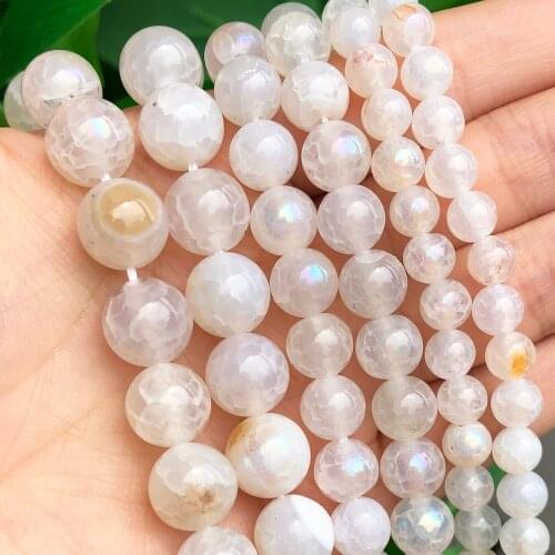 Glitter AB Color Yellow Snow Cracked Crystal Beads Multicolor Round Loose Agates Beads for Jewelry Making DIY Bracelets 6 8 10mm