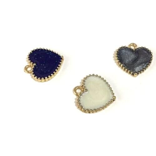 Glitter Grey White Blue Heart Pendant Gold Korean Charms Elegant DIY Accessories For Handmade Women Jewelry Necklace Bracelets