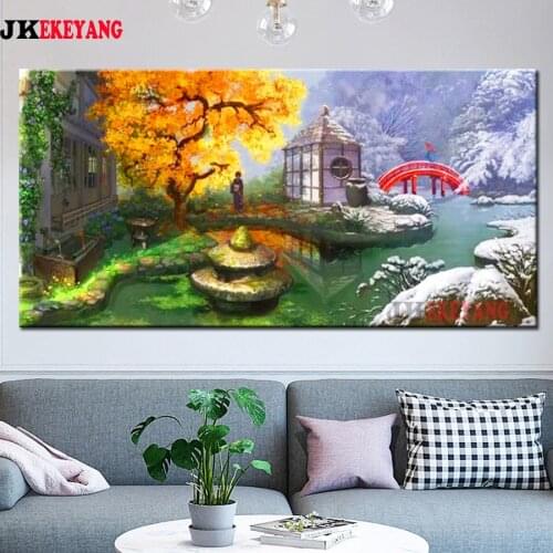 Large 5D Diy diamond painting Lake and pavilion Diamond Mosaic Rhinestone Embroidery cross stitch Y4316