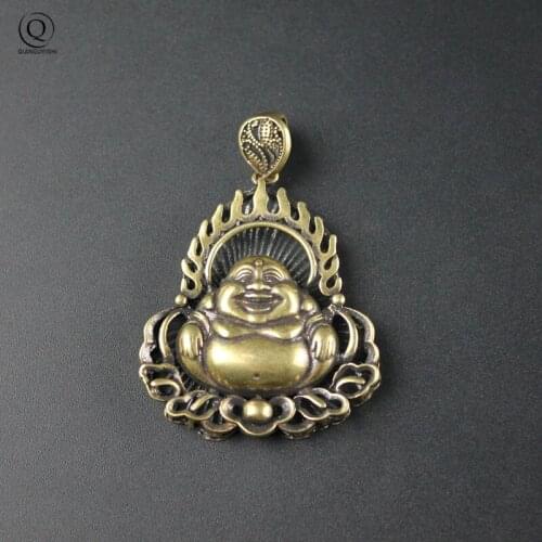 Retro Copper Laughing Maitreya Buddha Key Chain Pendant Jewelry Accessories Metal Brass Car Keyring Smile Buddha Lucky Keychains