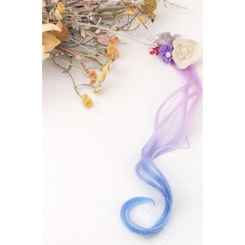 Oaoleer 2021 New Girls Lovely Gradient Colorful Wigs Hairpins Wig Hair Clips Girls Flower Headbands For Kids Hair Accessories