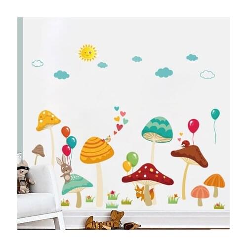 DIY 120*170CM Cartoon Mushroom Kids Room Home Decoration Wall Sticker Nursery Wall Decals Adhesive Poster Mural