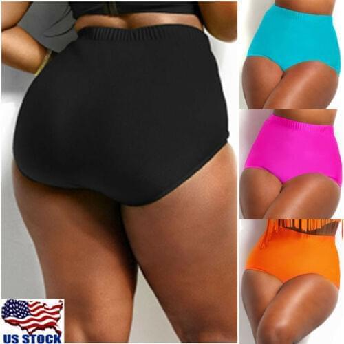 Plus Size Womens High Waisted Bottoms Bikini Swimsuit Sexy Ladies Female Solid Bathing Beach 2019 Mujer Swimwear Bottoms