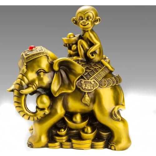 HOT SALE HOME office business TOP Talisman # Money Drawing GOLD GOOD money Elephant FENG SHUI Brass statue 30CM
