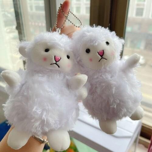 Cute soft white sheep bag jewelry key ring pendant small sheep doll doll machine gifts