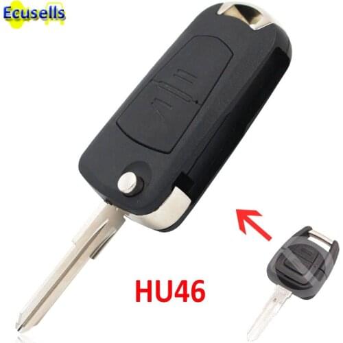 Modified folding replacement shell Flip Remote Key Fob Case HU46 Blade For Vauxhall Opel Astra Vectra Zafira 2 Button