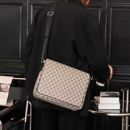 Fashion Luxury Brand Design Mens Shoulder Bag Letter Plaid Pattern Leather Crossbody Messenger Bag Business Travel Square Bags