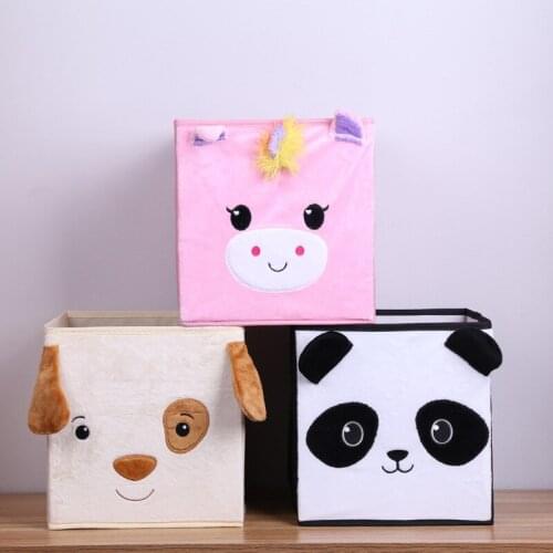 Cartoon Desktop Storage Box Animal Embroidery Folding Storage Box Bedroom Wardrobe High Capacity Storage Bag Kid Toys Organizer